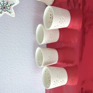 NIB Tobin James Cutout Candle Holders Set of 4 White